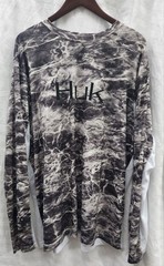 Huk Men’s XXL L/S Performance Fishing Shirts Black Camo & Blue Camo Lot 2