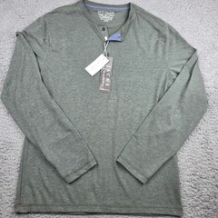 Jachs New York Henley Mens Medium Army Green J22C-389-TP7 Heathered Stretch LS