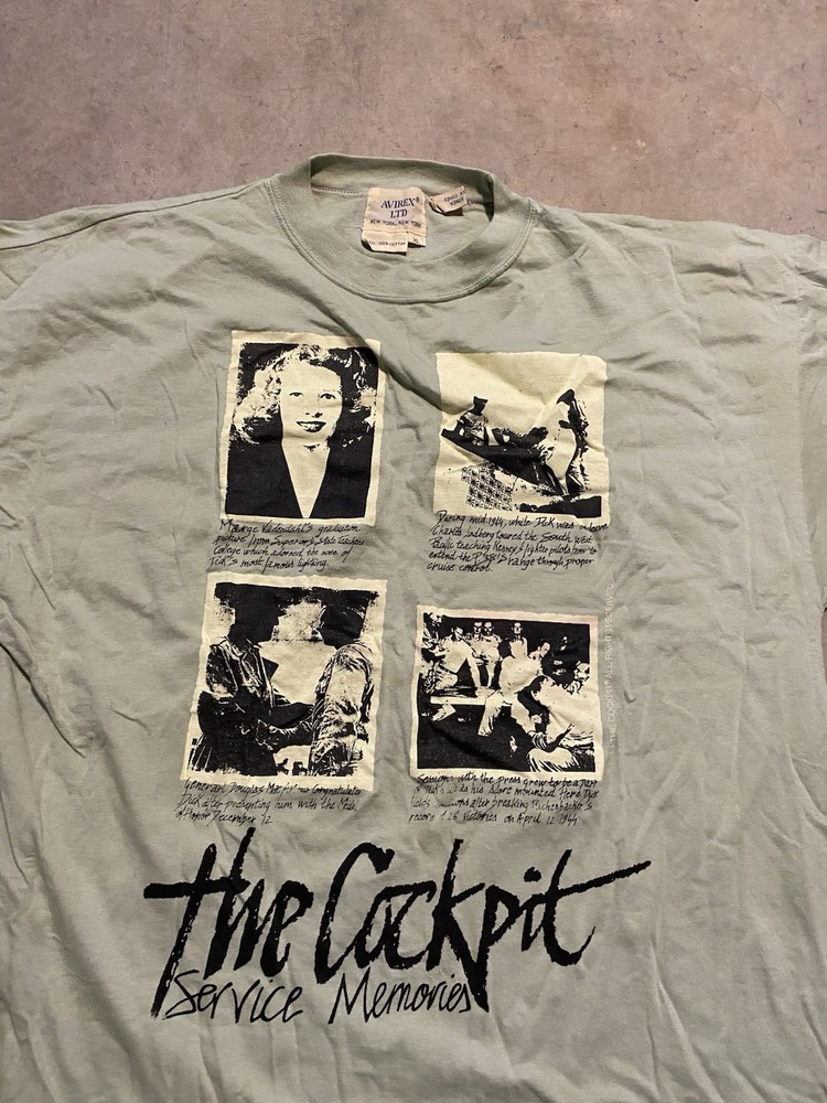 Vintage Avirex WW2 Cockpit Memories Rare Air Force Pilot Size L Tee T Shirt 80s