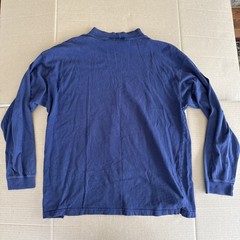 Gulf Traders Mens XL Navy Blue Mock Neck Long Sleeve 100% Cotton Shirt 90s