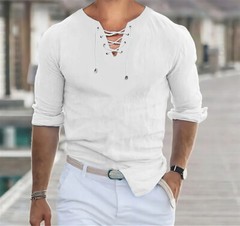 Men’s Short Sleeve Fashion T-Shirt Classic Casual Slim Laceup Shirts