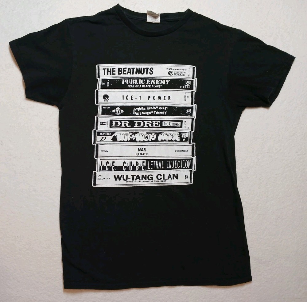 90s Hip Hop Graphic Tee S Wu-Tang Clan Dr Dre Nas Public Enemy Cassette Shirt