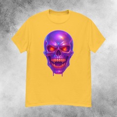 Infernal Purple Iridescent Skull Horror T-Shirt Men’s S-2XL
