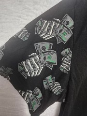 VIBES Hustle T-Shirt Size L Black Skeleton Money Graphic Mafia Core Streetwear