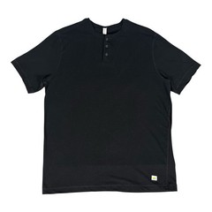 Vuori Henley T Shirt Mens Large Black Ever Short Sleeve 1/4 Button Cotton Blend