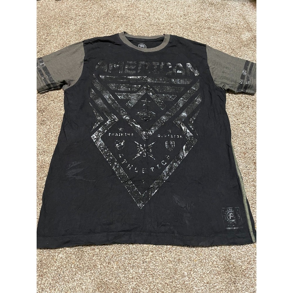 American Fighter Mens Black Olive Green Foil Graphic T-Shirt Buckle Exclusive M