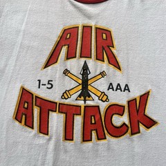 Vintage Us Army Unit Ringer T-Shirt 1-5 AAA Air Attack Men Medium Military Usa