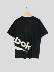 Vintage 90s Reebok Graphic Tee, Black Cotton Sports T-Shirt (Size L)
