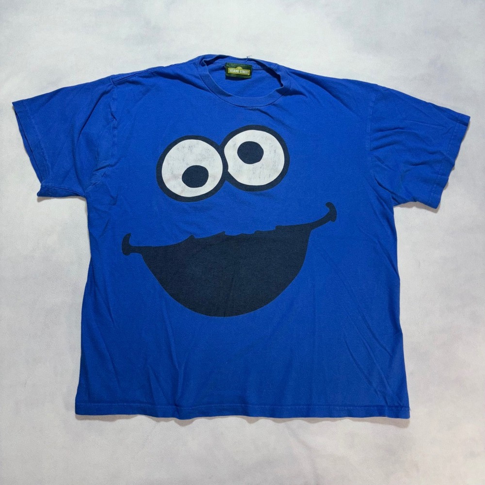 Vintage Sesame Street Cookie Monster T-Shirt Adult Large Big Face 2009 Promo Y2K