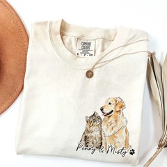 Custom Dog Face Comfort Tee Personalized Pet Portrait T-