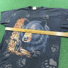 Vintage Bear Nature Shirt Mens XL Black 90S All Over Print Wisconsin USA MADE