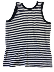 VINTAGE Breton Stripe Sailor Shirt Tank Top Mens Small Black Russian Telnyashka