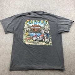 Harley-Davidson Shirt Mens XL Gray Cajun H-D Lafayette Louisiana Dealer Graphic