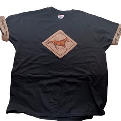 Vintage Cowboy Horse T-Shirt XL 90’s Hanes Patch Printed Sleeves Western rock