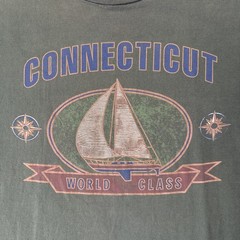 Vintage Connecticut Single Stitch T Shirt Green Sailboat World Class XL