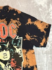 AC/DC Highway To Hell Heavy Metal Rock T-Shirt Black Bleach Wash Sz Small Youth