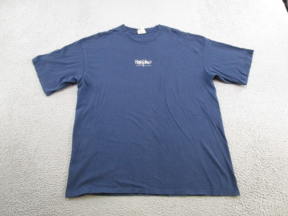 Vintage Mossimo T Shirt SZ XL 90s Single Stitch Double Sided Navy Blue USA Made