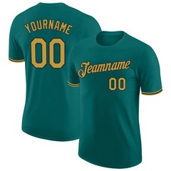 Custom Teal Old Gold Performance T-Shirt Personalized Team Jersey Gift for Men