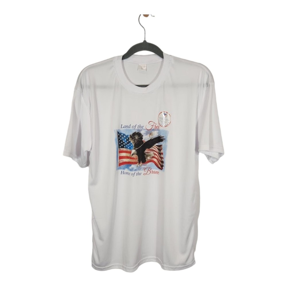 *Land of the Free Home of the Brave T-Shirt in White Size Large