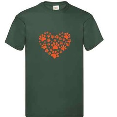 Dog Paw Print Heart Humour Novelty T Shirt Various Colours And Sizes