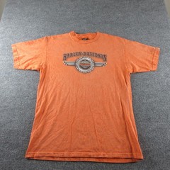 Vintage Harley-Davidson Shirt Mens XL Orange Motorcycle Gear Kansas City Tee