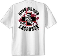Lacrosse Give Blood T-Shirt Jersey Short Sleeve Tee New Adult and Youth Sizes