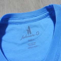 JOHNNIE O Mens S SMALL T SHIRT SUN LINE MALIBLU BLUE GRAPHIC SHORT SLEEVE GOLF