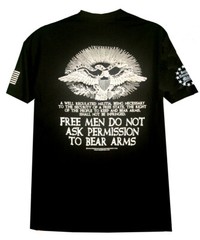 Second Amendment Militia T-Shirt Free Men Do Not Ask Permission to Bear Arms 2A