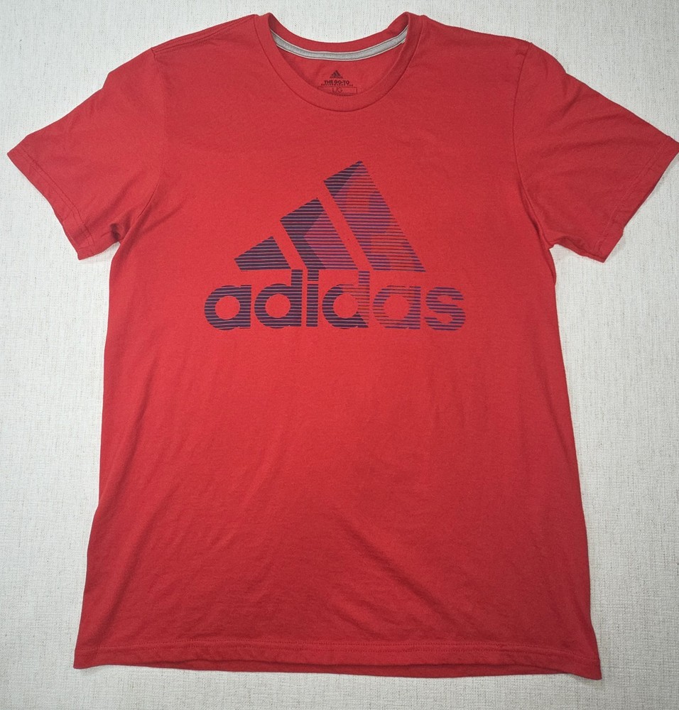 Adidas Performance Tee Red Short Sleeve T-Shirt Cotton/Polyester Size L