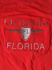Pre Owned Good Orlando Florida Suna T Shirt Embroidered Red Silver Men Size 2XL