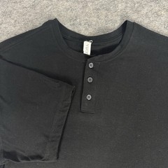 Vuori Henley T Shirt Mens Large Black Ever Short Sleeve 1/4 Button Cotton Blend
