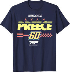 NASCAR Ryan Preece No 60 Checkered Banner and Driver Logo T-Shirt
