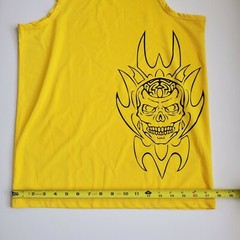 Equipo Yellow Tank Top M Polyester Spandex Sleeveless Graphic Skull Print