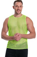 Mesh Fishnet Tank Tops See Through Sleeveless Muscle Rave Shirts for Men(Fluo…