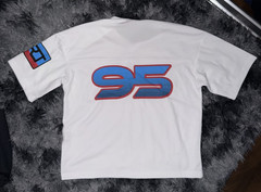 H&M Divided 95 Turbo Racing Jersey Shirt Mens Medium White Mesh Y2K Moto TXRT