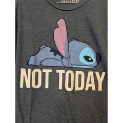 Disney Stitch Graphic T Shirt Mens Large L Gray Not Today Short Sleeve