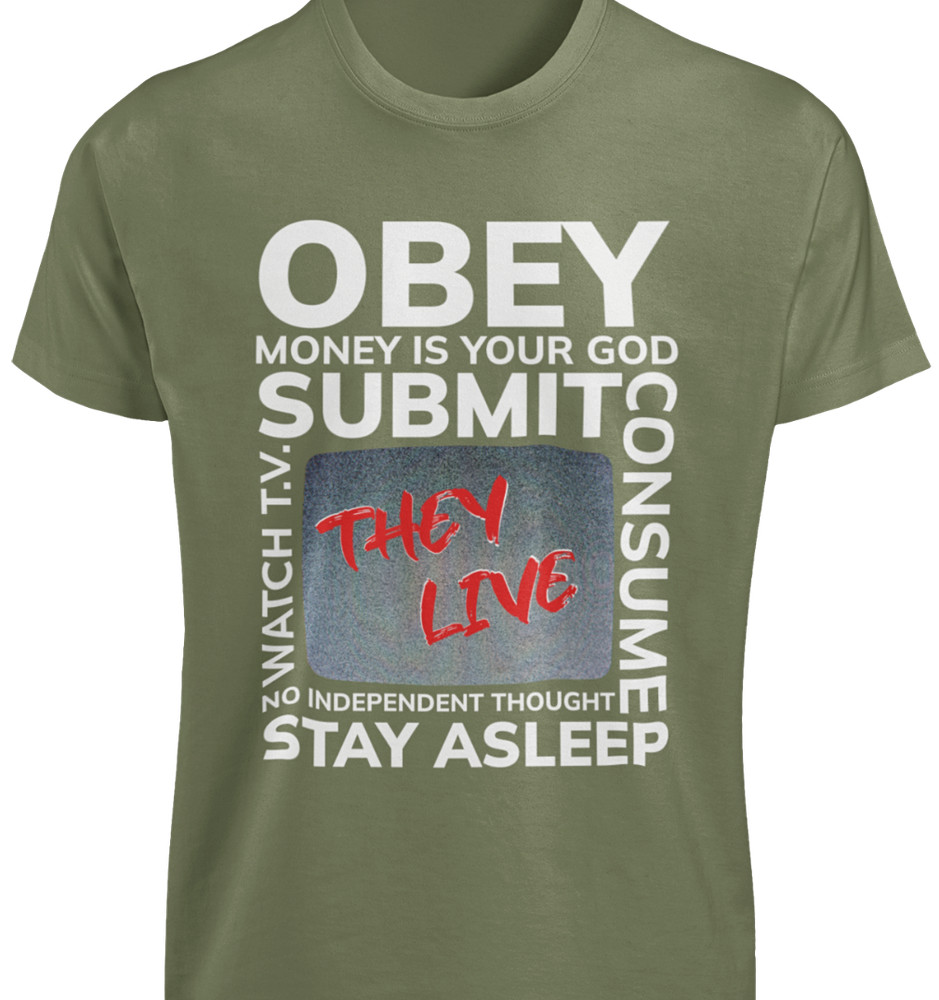 They Live OBEY T-Shirt John Carpenter Movie Quote Retro Indoctrination Gift Tee