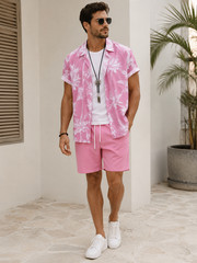 Men Summer Outfit 2-Piece Set Short Sleeve T-Shirt and Shorts Sweatsuit Set