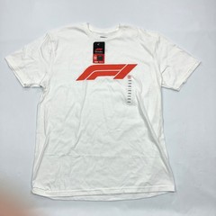 Formula 1 F1 Racing Graphic T-Shirt Mens Large White Red Logo Hybrid Apparel NEW