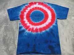 Vintage Marvel Captain America Shirt Mens Large Red Blue Super Hero Tie Dye AOP