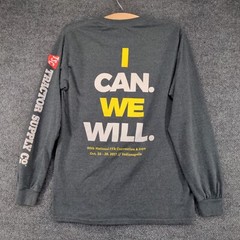 FFA Men’s I Can We Will T-Shirt Gray Small Long Sleeve Crew Neck Polycotton
