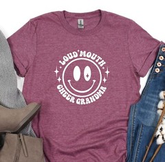 Grandma Shirt, Loud Mouth Cheer Grandma, Gift for Grandmother, Oversized T-Shirt