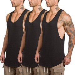 Men’s 3 Pack Workout Tank Tops Cut Open Sides Bodybuilding Vest Gym Fitness S…