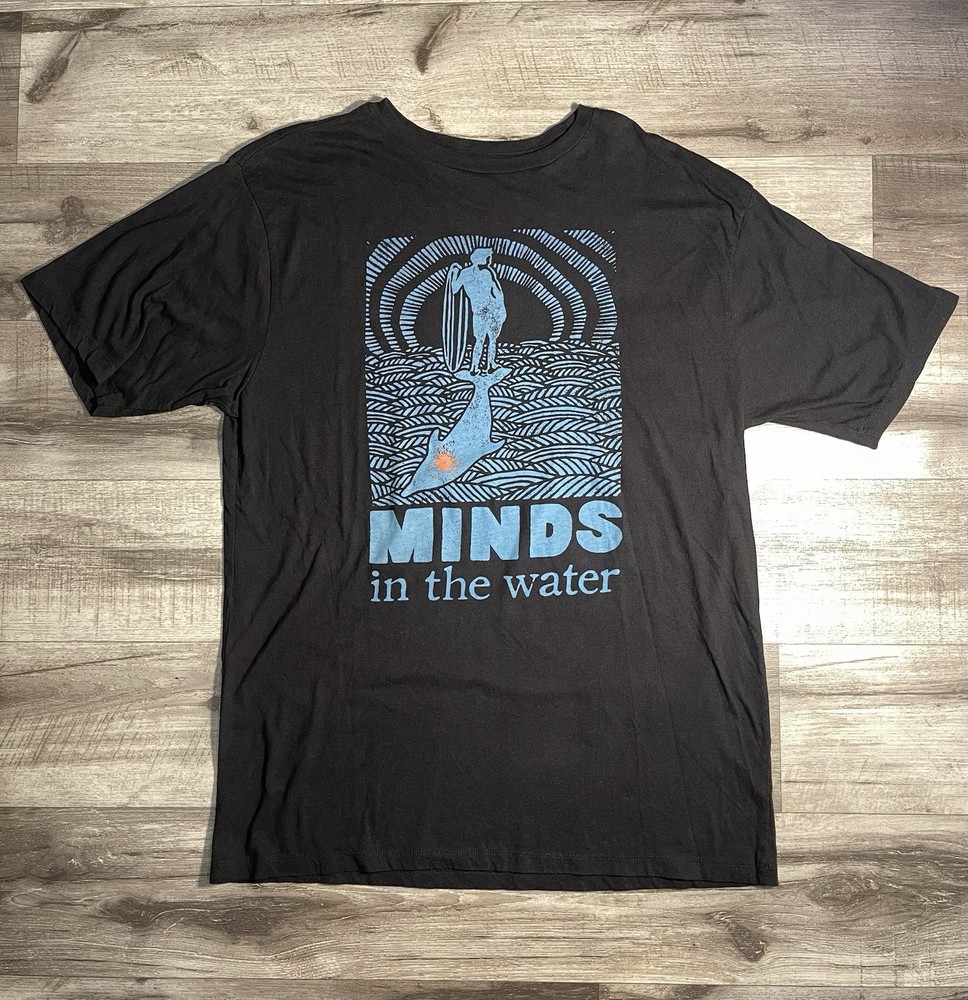 NWOT Minds in the Water T-Shirt Black XXL Organic Cotton Surfer Dolphin Eco