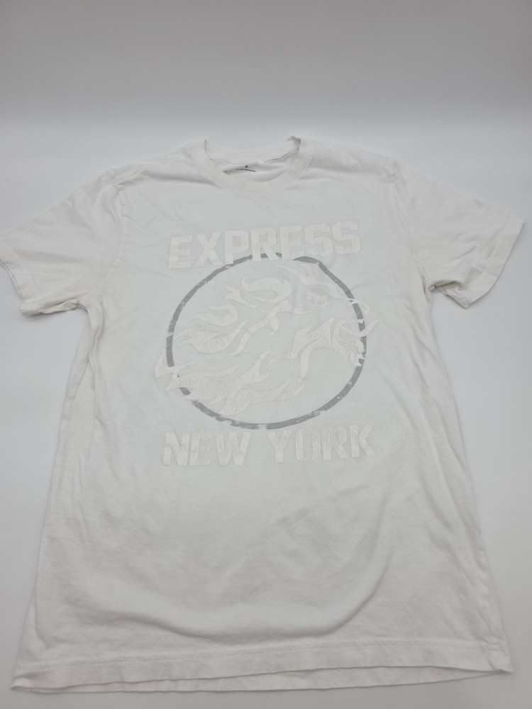 Express T-Shirt Men Medium White Graphic Tee#46578