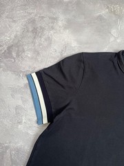 Fred Perry T Shirt Mens Medium Black Cotton Embroidered Logo Striped Ringer Cuff
