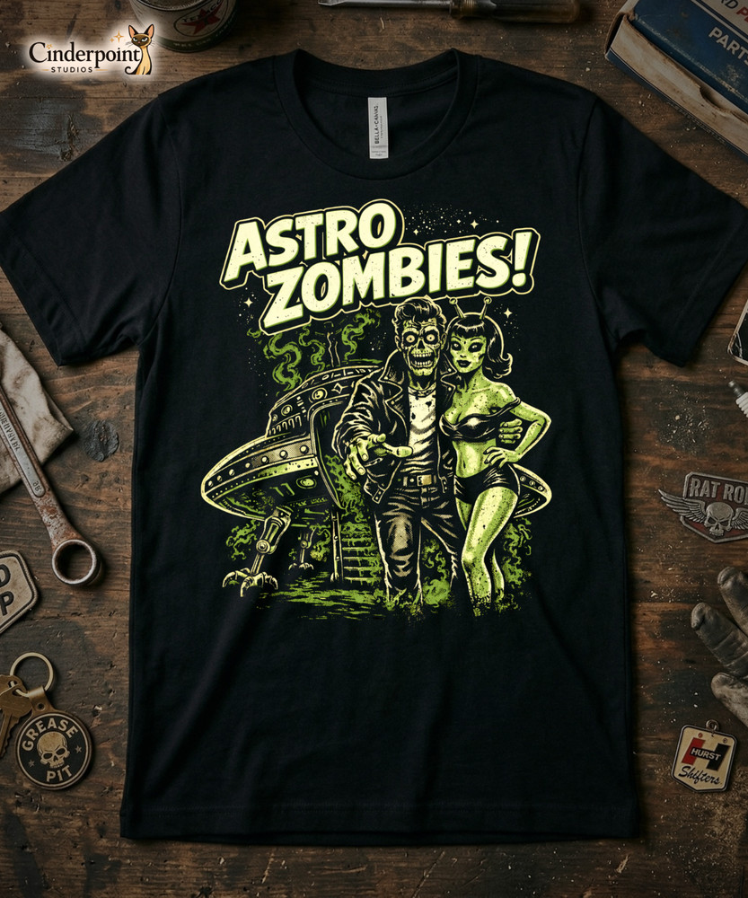 Astro Zombies! T-Shirt – Retro Sci-Fi Horror Punk Tee for Misfits & Aliens XS-5X