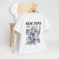 New York 1983 District 212 City Skyline Graphic T-Shirt