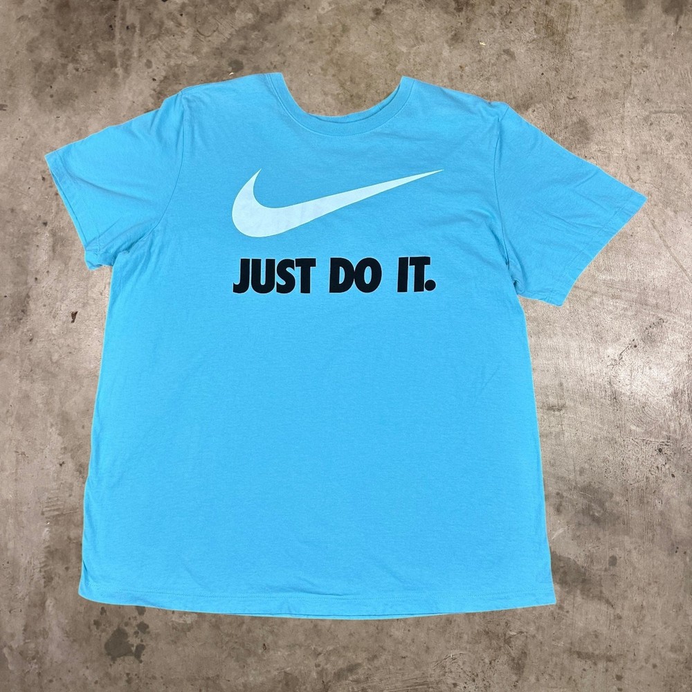 The Nike Tee Just Do It Swoosh Logo T-Shirt Short Sleeve Tee Blue Mens Size XL