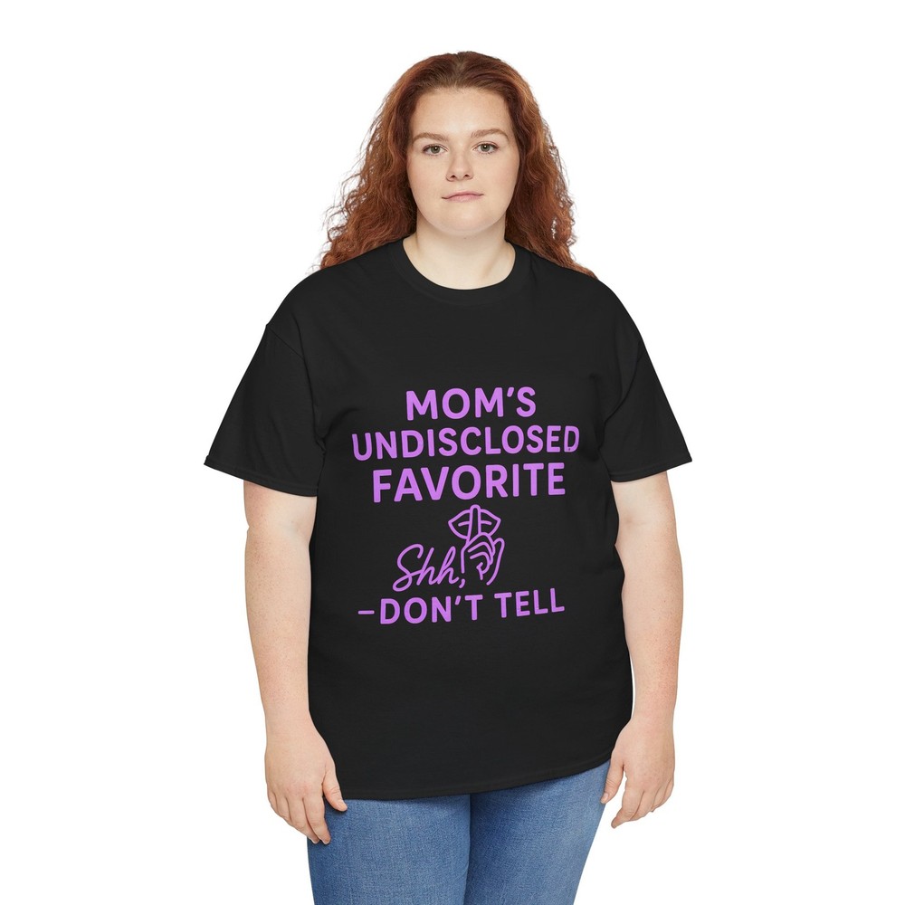 Mom’s Undisclosed Favorite Funny Pinkish Purple Quote Design, Premium Cotton Tee